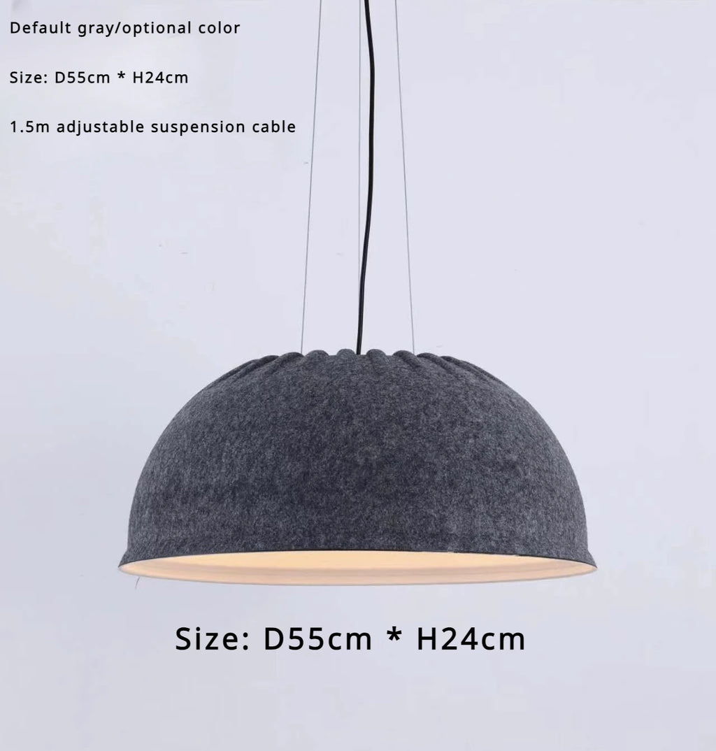 Acoustic-soft Felt Pendant Light, for living rooms, studies and bar counters, a sound-softening felt shade, for living room, bedroom, grey felt shade