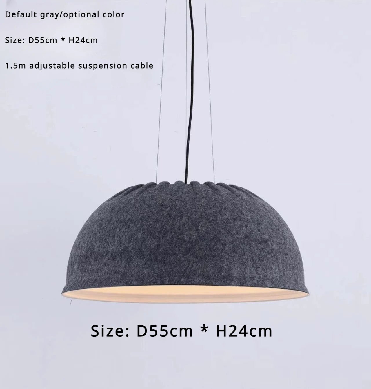 Acoustic-soft Felt Pendant Light, for living rooms, studies and bar counters, a sound-softening felt shade, for living room, bedroom, grey felt shade