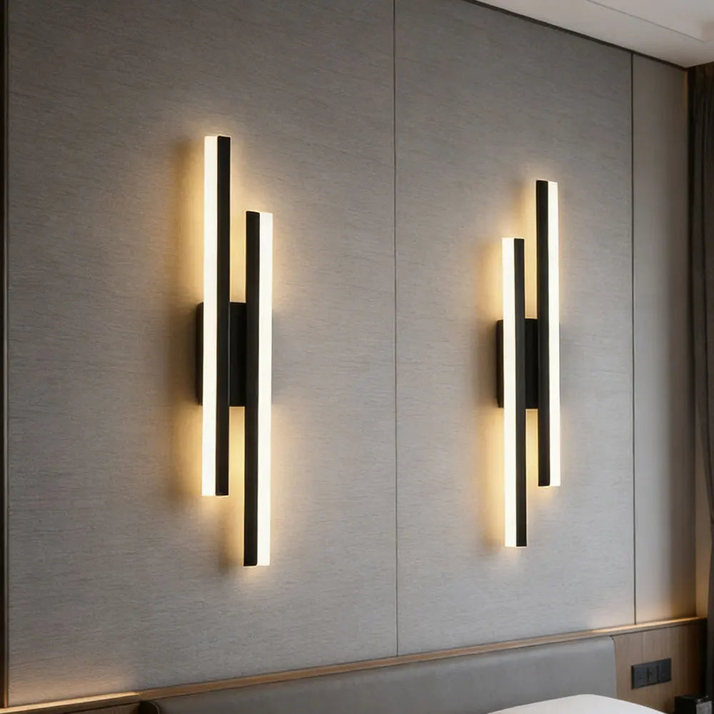 Velique Linear LED Wall Light – Black or Gold 50cm Decorative Bedside Sconce