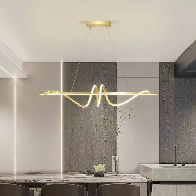 Product photo of the sculptural wave led pendant light.