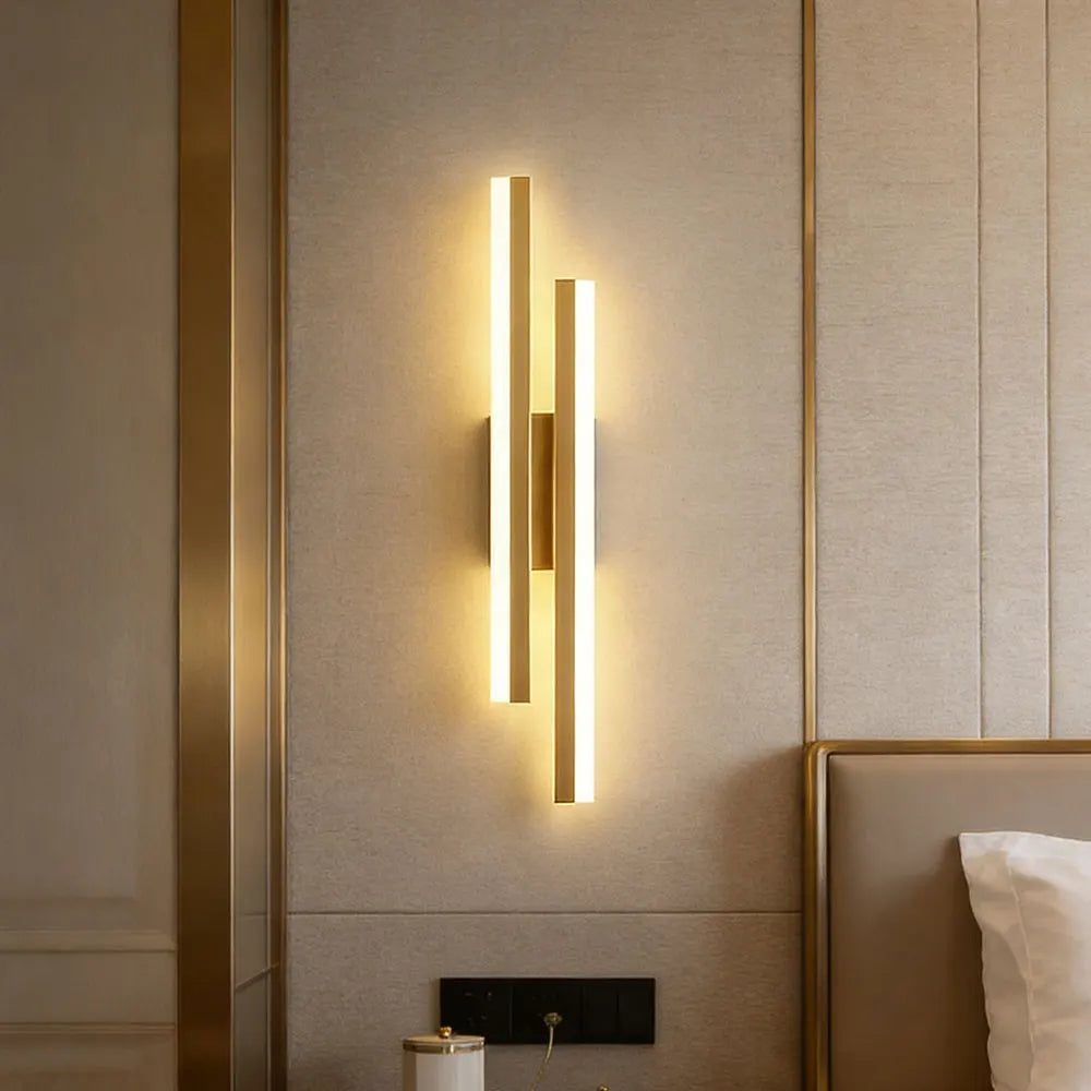 Velique Linear LED Wall Light – Black or Gold 50cm Decorative Bedside Sconce