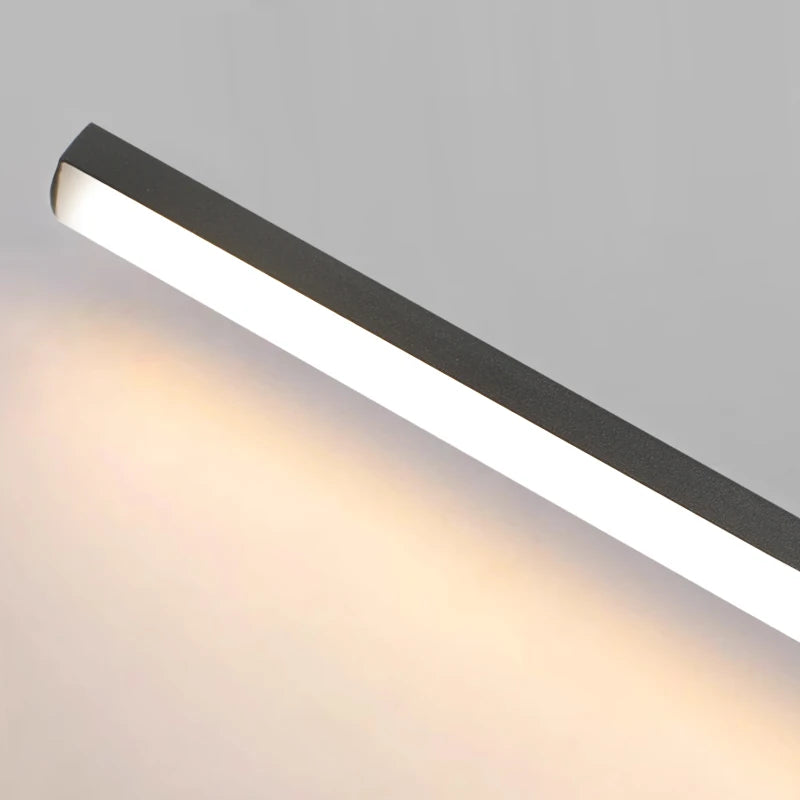 Streamlined Stairway Wall Sconce, for stairwells and long hallways, an elongated 80cm or 100cm light bar, for stairwell, 80cm or 100cm black bar
