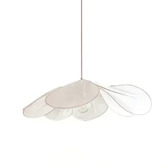 Product photo of the fabric petal pendant light.
