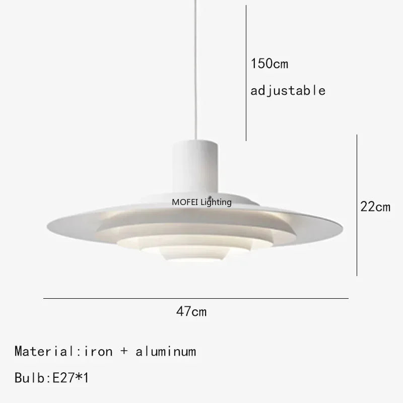 Velique Nordic Layered Metal Pendant Light – White or Silver E27 Dining & Kitchen Lamp