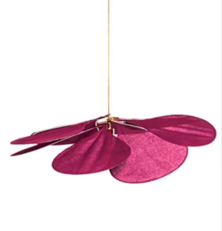 Product photo of the fabric petal pendant light.