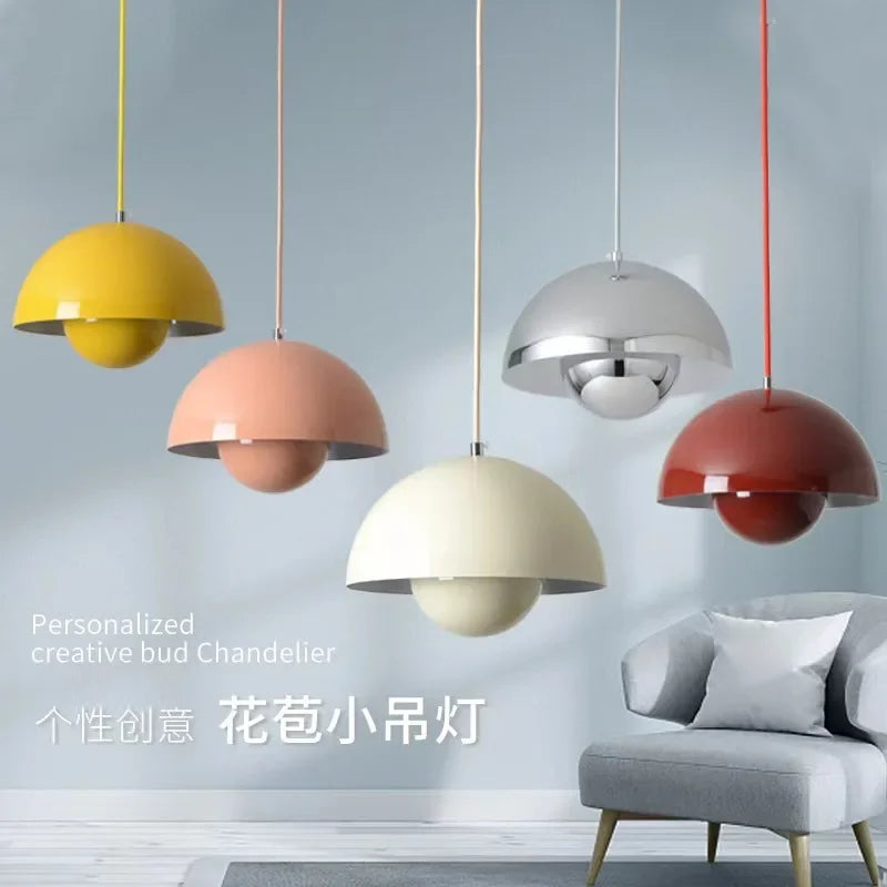 Playful Bud Chandelier Pendant, for bedrooms, studies, and dining spaces, for bedroom, multi-colour bud shades