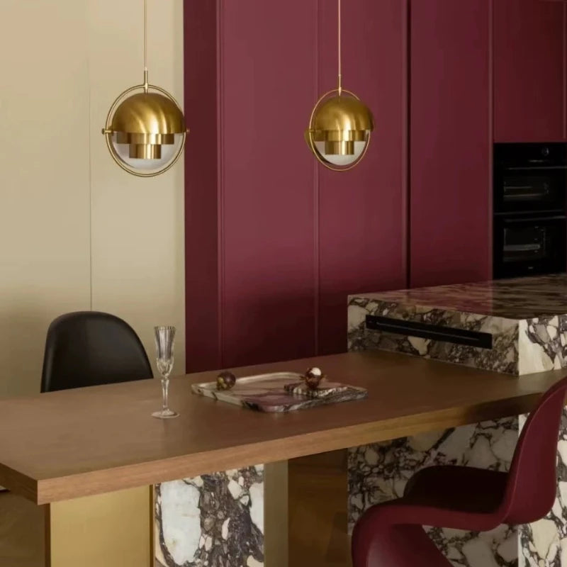 Postmodern Rotating Helmet Chandelier, for dining rooms, studies and bedside settings, for bedroom, rotating dome silhouette