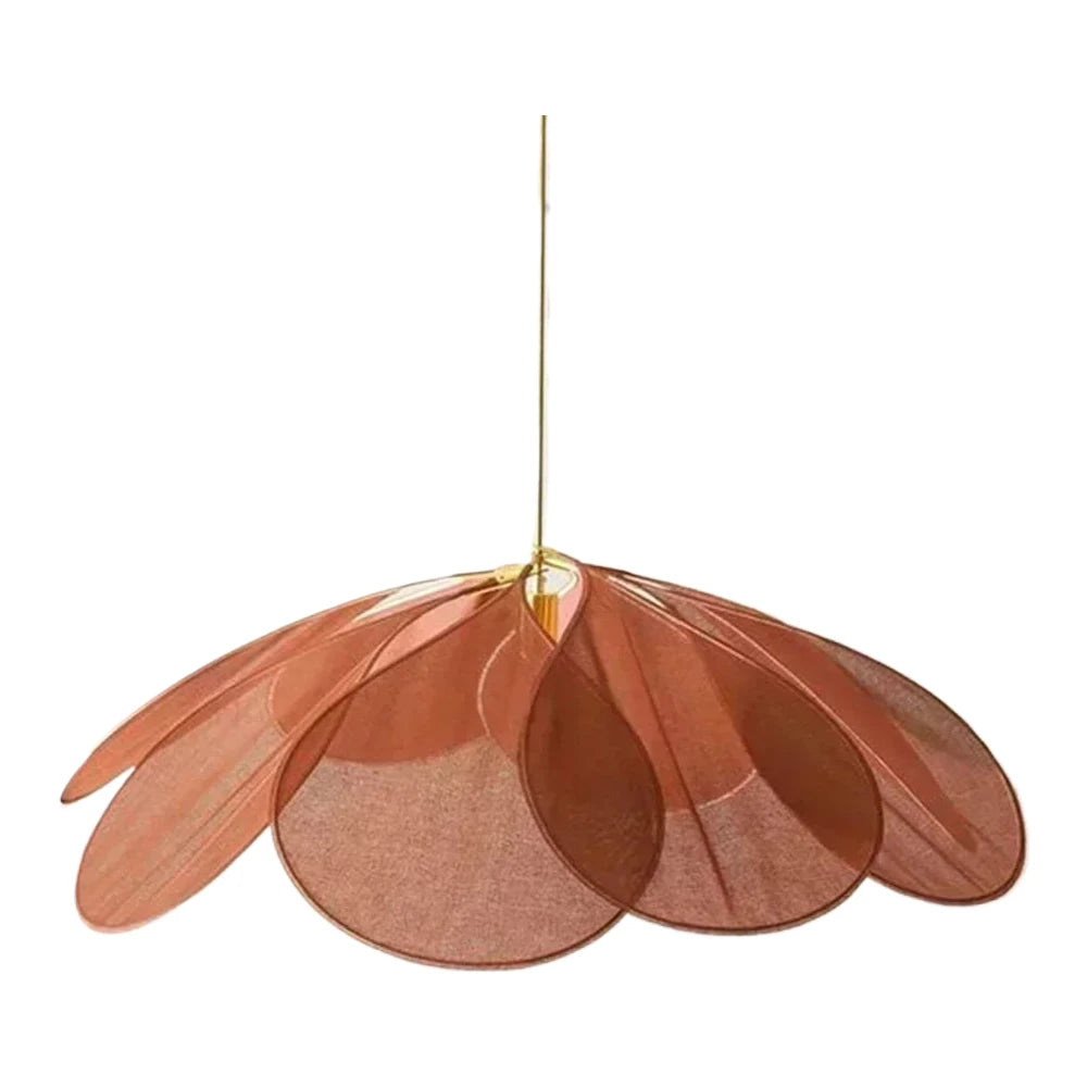 Product photo of the fabric petal pendant light.