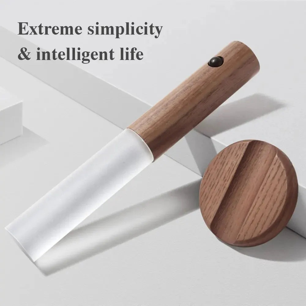 Considerate Motion-Sensor Night Light, for bedrooms, bathrooms and hallways, for bedroom, natural wood or walnut casing