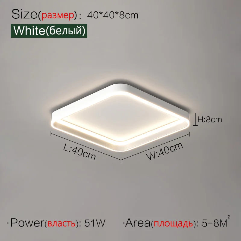 Modern LED Ring Ceiling Light – Dimmable Flush Mount with Remote Control in Black or White, Round, Square & Rectangular for Living Room, Bedroom & Dining Room