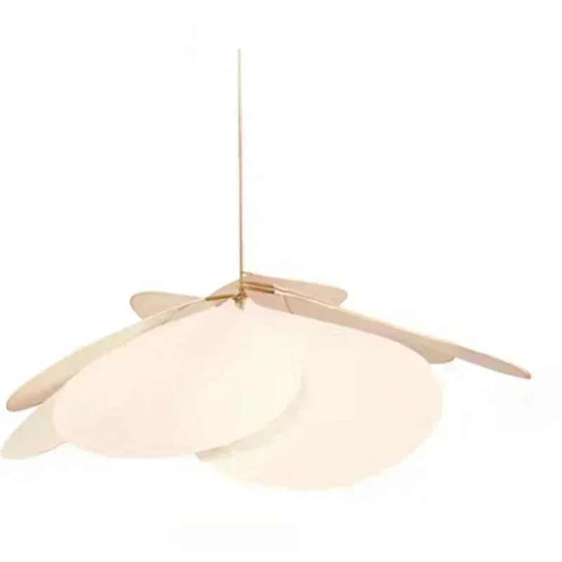 Product photo of the fabric petal pendant light.