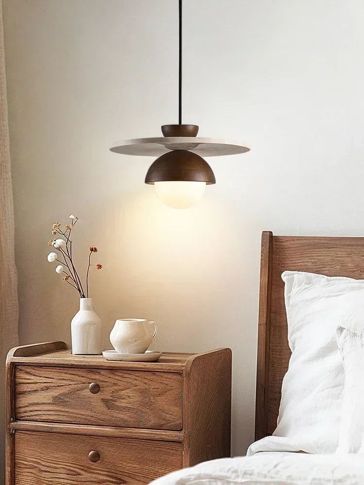 Warm Natural Wood Chandelier, for dining rooms and bedside settings, a natural or walnut wood-tone frame, for study, walnut or natural wood finish