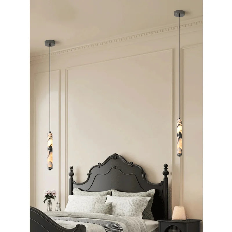 Product photo of the veined cylinder led pendant light.