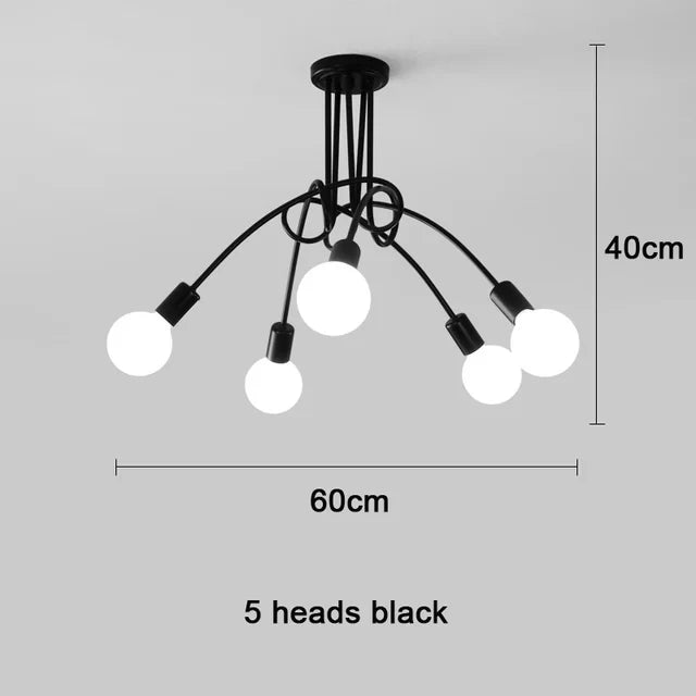 Elegant Multi-Head Ceiling Chandelier, for living rooms, bedrooms and restaurants, for living room, 3-head or 5-head configuration