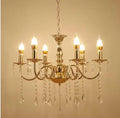 Gold Chandelier with French-Style Curved Arms and Hanging Drops