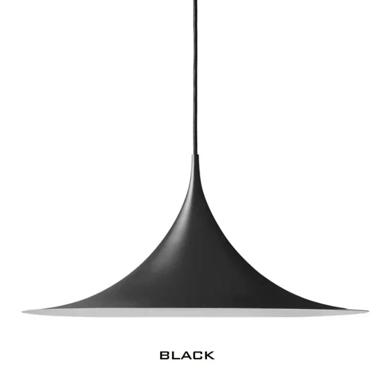 Sculptural Horn Pendant Light, for bar counters and kitchen islands, a medieval horn-inspired silhouette, for restaurant, horn-shaped UFO silhouette