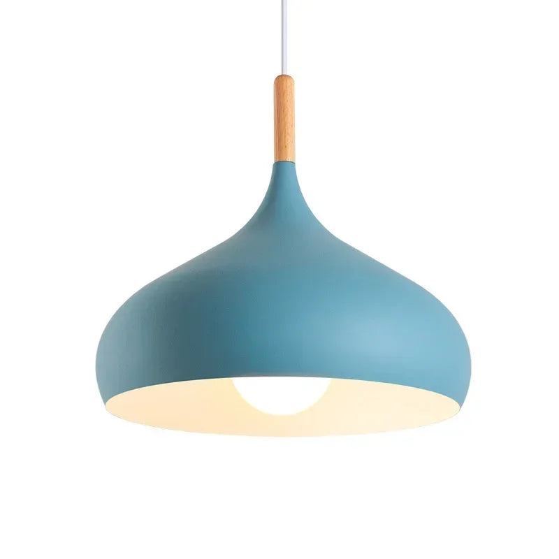 Compact Nordic Table Pendant, for cafés, salons and creative studios, a brushed-aluminium dome shade, for café, beauty salon, aluminium dome shade