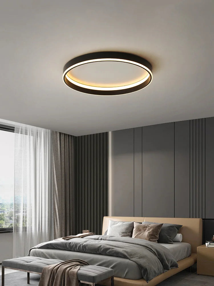 Modern LED Ring Ceiling Light – Dimmable Flush Mount with Remote Control in Black or White, Round, Square & Rectangular for Living Room, Bedroom & Dining Room