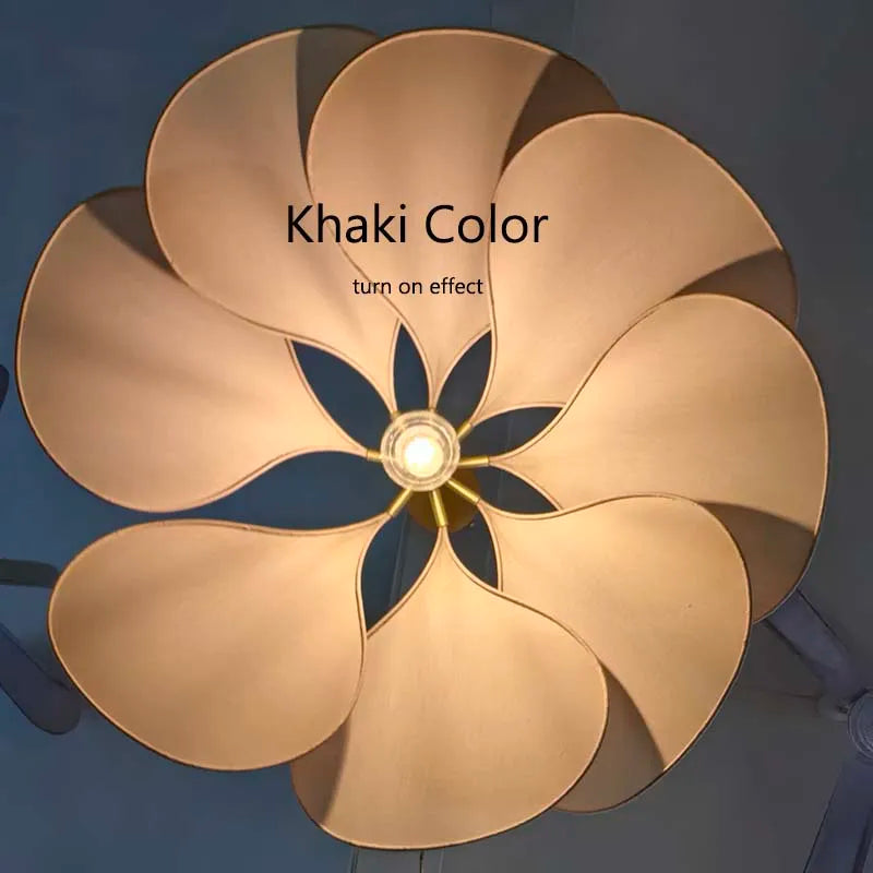 Product photo of the fabric petal pendant light.