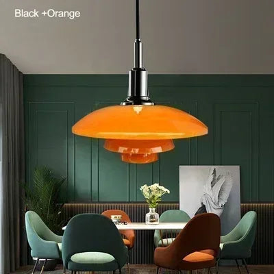 Refined Three-Layer Dish Pendant, for dining rooms, hotels and exhibition spaces, for restaurant, D28.5cm three-tier profile