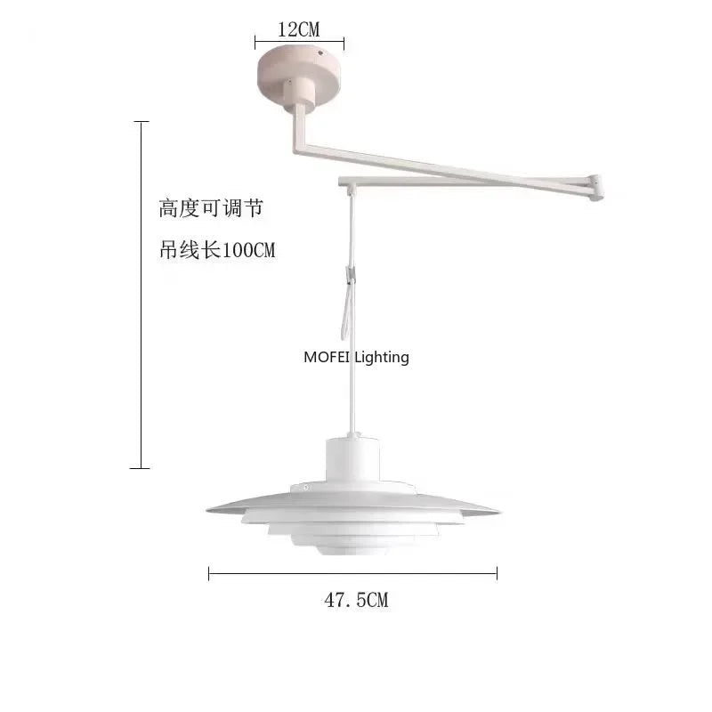 Velique Nordic Layered Metal Pendant Light – White or Silver E27 Dining & Kitchen Lamp