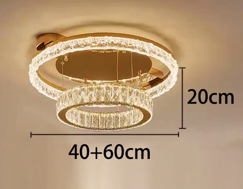Velique Gold LED Ring Ceiling Light – Dimmable Glass Chandelier with App & Remote Options
