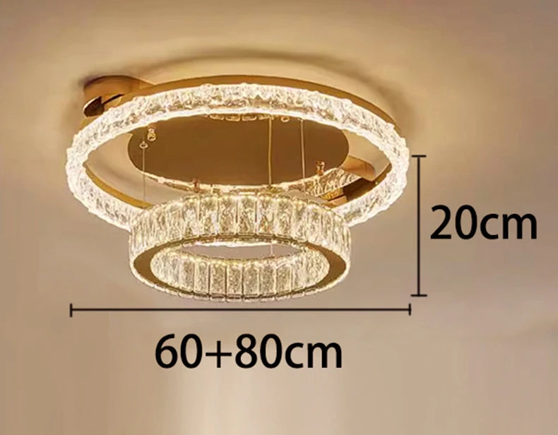 Velique Gold LED Ring Ceiling Light – Dimmable Glass Chandelier with App & Remote Options