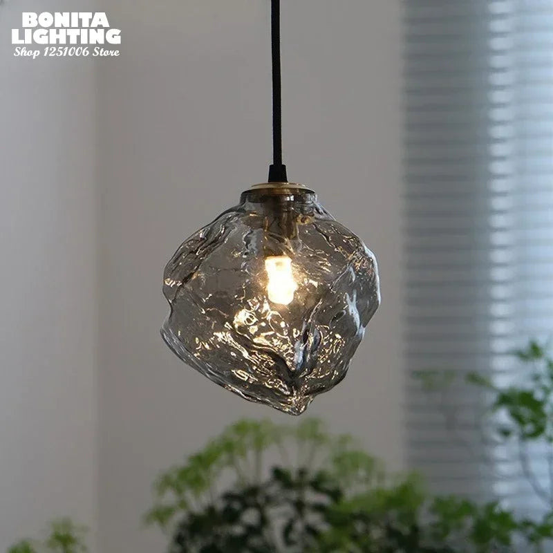 Product photo of the ice-effect glass pendant light.