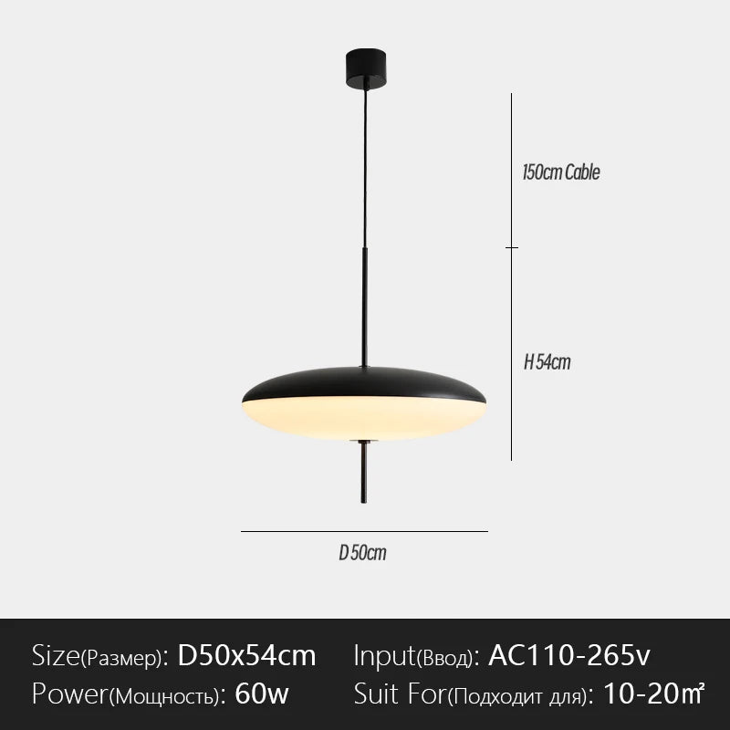 Contemporary Black & White UFO Chandelier, for restaurants, living rooms and studies, for restaurant, black-and-white UFO shade