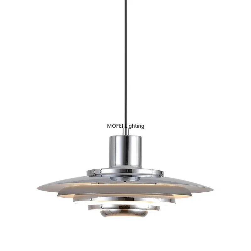 Velique Nordic Layered Metal Pendant Light – White or Silver E27 Dining & Kitchen Lamp