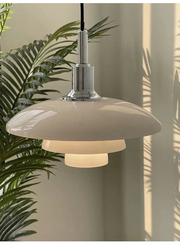 Refined Three-Layer Dish Pendant, for dining rooms, hotels and exhibition spaces, for restaurant, D28.5cm three-tier profile