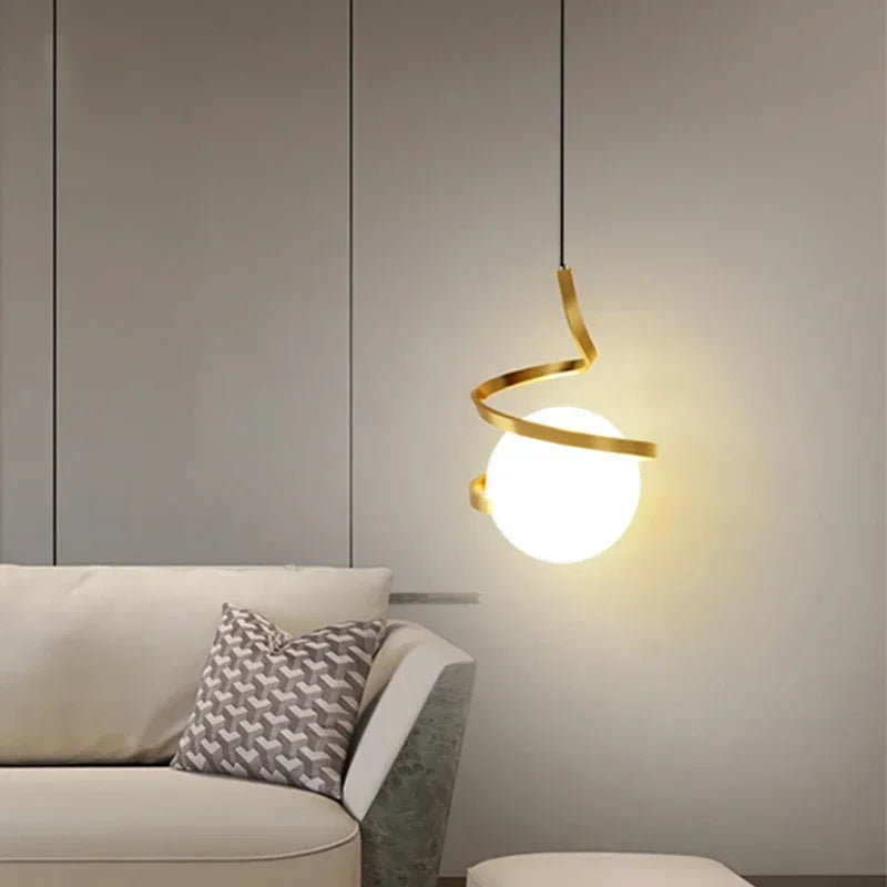 Minimalist Line Pendant Light, for bedside tables and dining settings, a slender line-drop silhouette, for living room, bedroom, black or gold shell