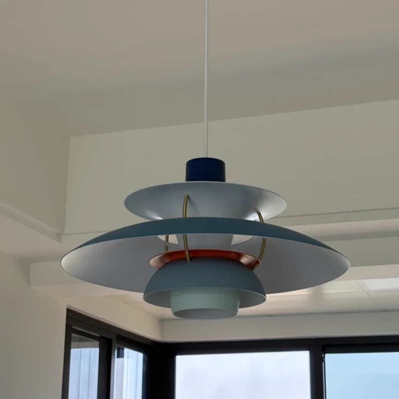 Playful Colourful Umbrella Chandelier, for dining rooms and kitchens, a layered umbrella-shade silhouette, for dining room, umbrella-tiered shade