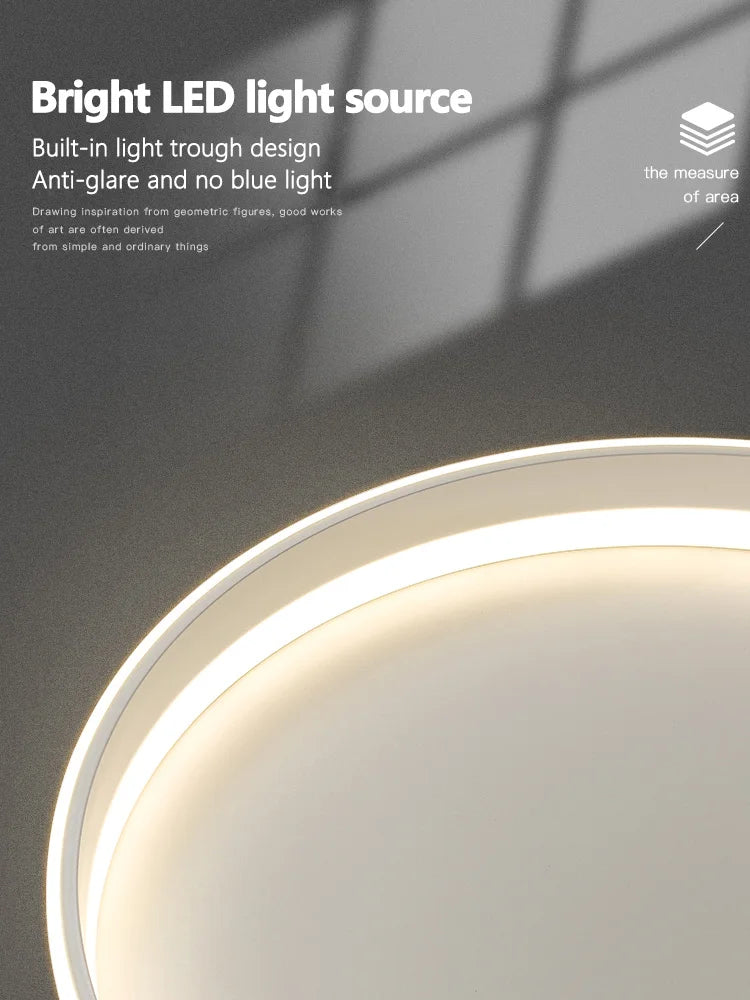 Modern LED Ring Ceiling Light – Dimmable Flush Mount with Remote Control in Black or White, Round, Square & Rectangular for Living Room, Bedroom & Dining Room