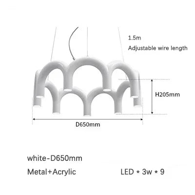 Product photo of the arched pendant light.