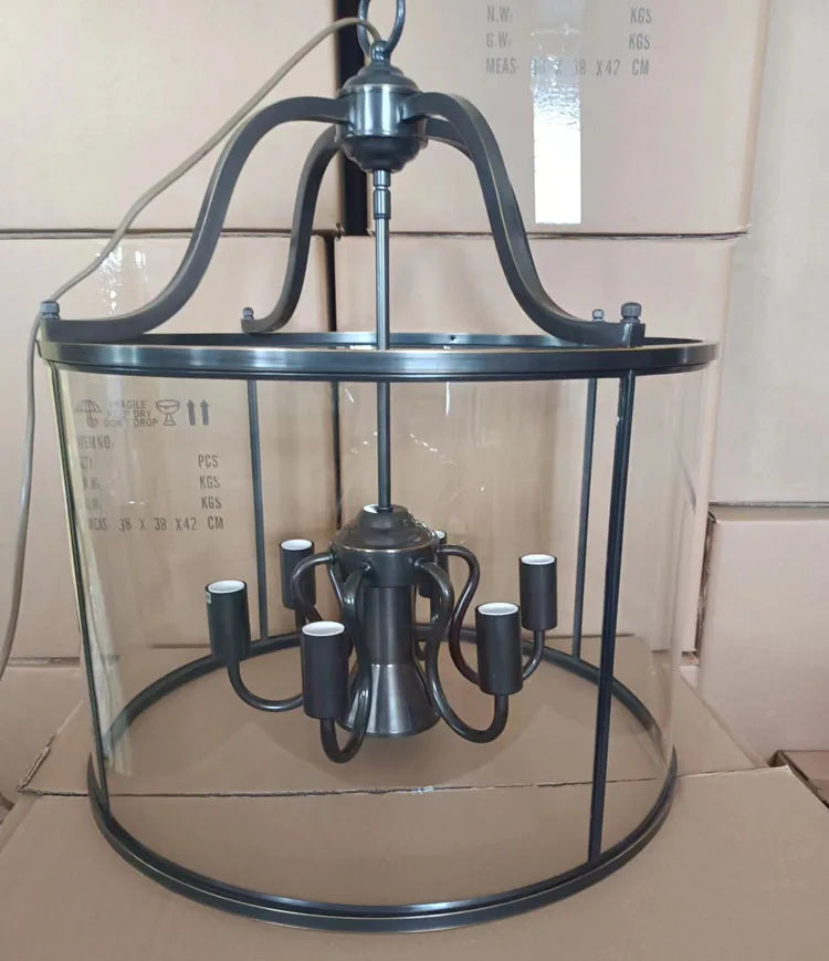 Product photo of the vintage glass lantern pendant light.