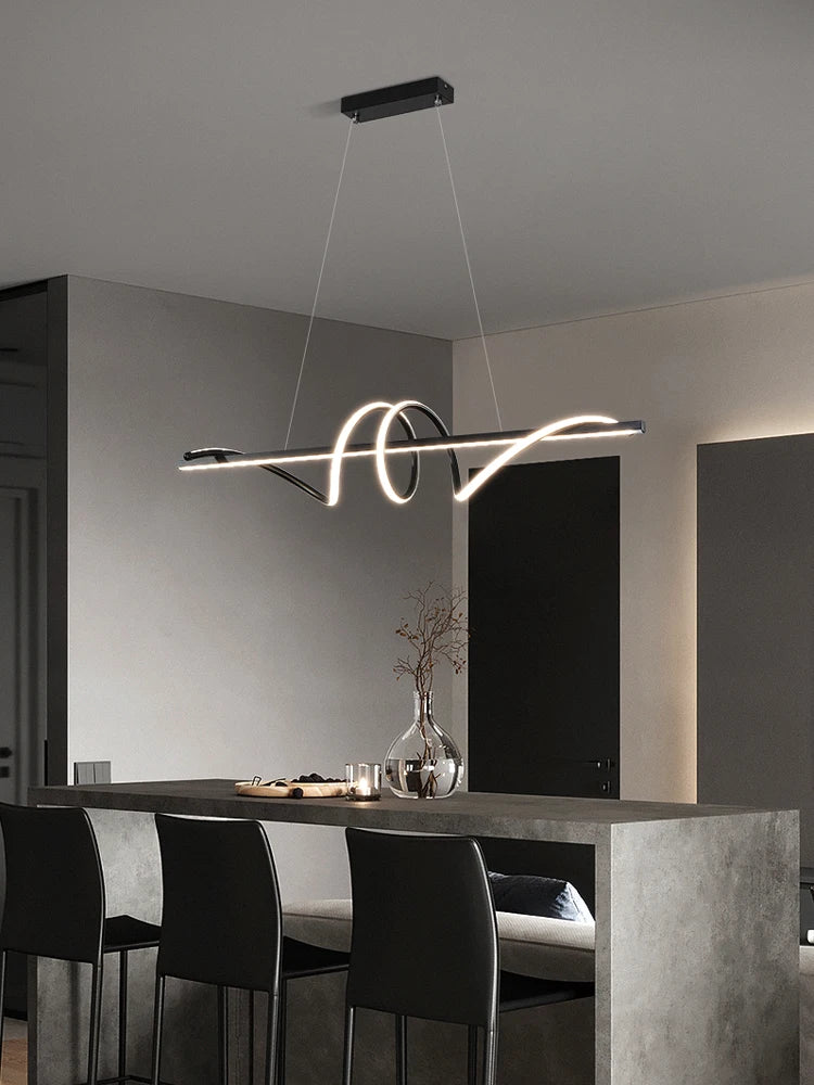 Product photo of the sculptural wave led pendant light.