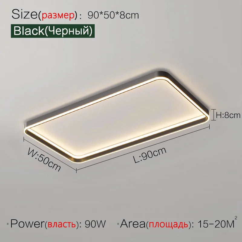 Modern LED Ring Ceiling Light – Dimmable Flush Mount with Remote Control in Black or White, Round, Square & Rectangular for Living Room, Bedroom & Dining Room