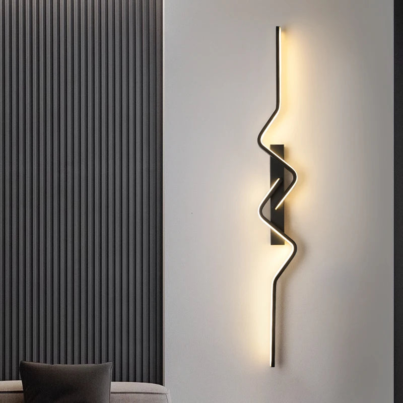 Streamlined Stairway Wall Sconce, for stairwells and long hallways, an elongated 80cm or 100cm light bar, for stairwell, 80cm or 100cm black bar