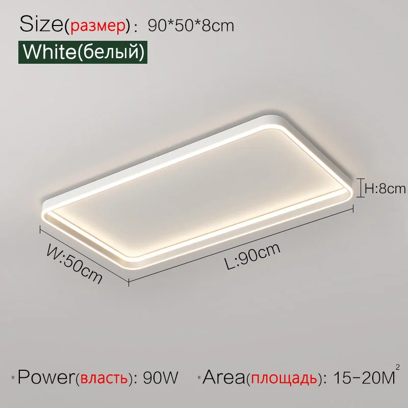 Modern LED Ring Ceiling Light – Dimmable Flush Mount with Remote Control in Black or White, Round, Square & Rectangular for Living Room, Bedroom & Dining Room