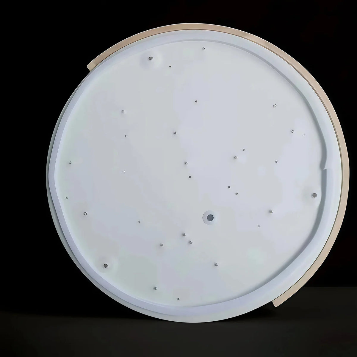 Round LED Ceiling Light with Wood-Effect Accent and Remote Dimming