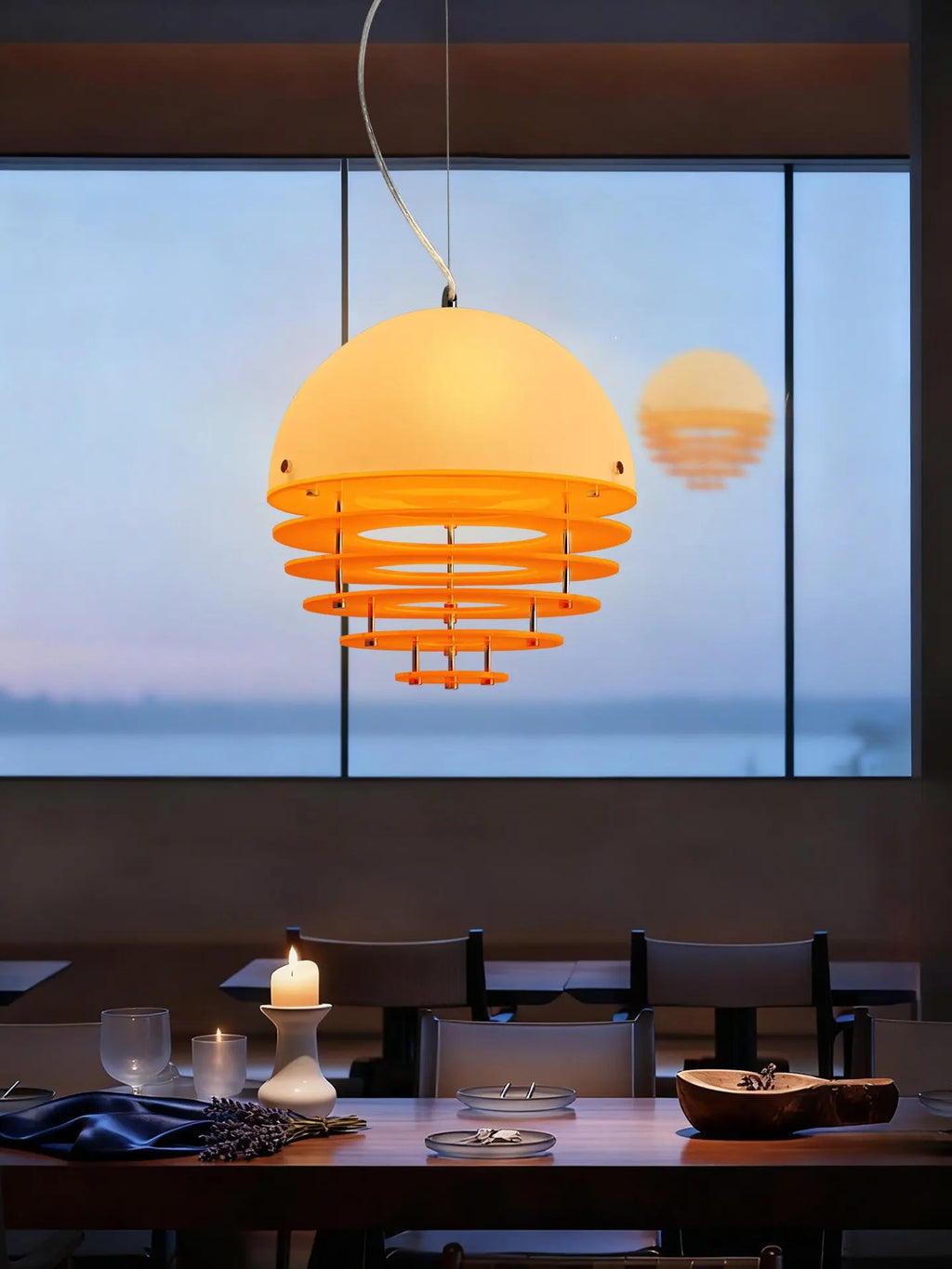 Atmospheric Sunset Glass Pendant, for bars, dining rooms and terraces, for restaurant, 20cm or 30cm gradient shade