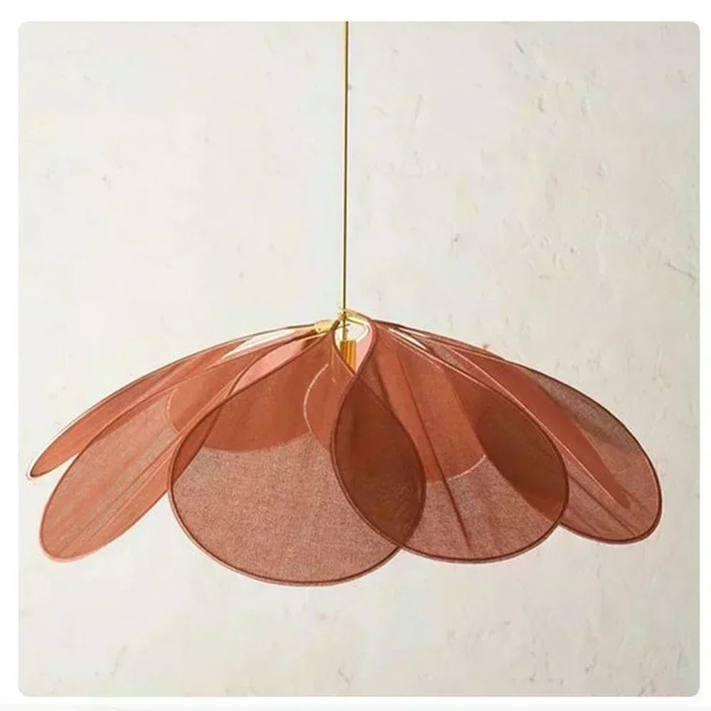 Fabric petal pendant light showing its sculpted shade