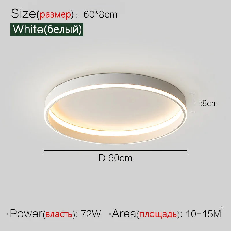 Modern LED Ring Ceiling Light – Dimmable Flush Mount with Remote Control in Black or White, Round, Square & Rectangular for Living Room, Bedroom & Dining Room