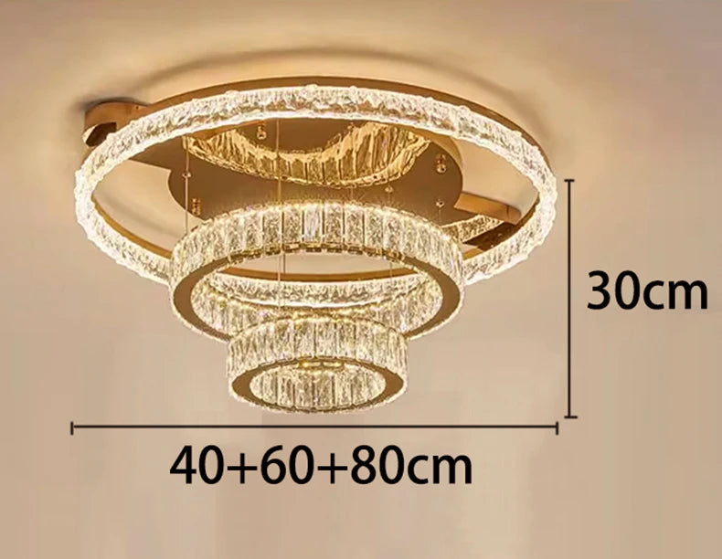 Velique Gold LED Ring Ceiling Light – Dimmable Glass Chandelier with App & Remote Options