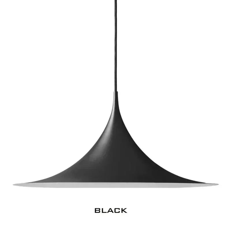 Designer Pendant, for dining tables and bar counters, a pared-back designer silhouette, for dining room, pared-back designer shade