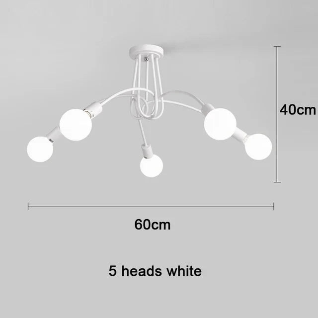 Elegant Multi-Head Ceiling Chandelier, for living rooms, bedrooms and restaurants, for living room, 3-head or 5-head configuration