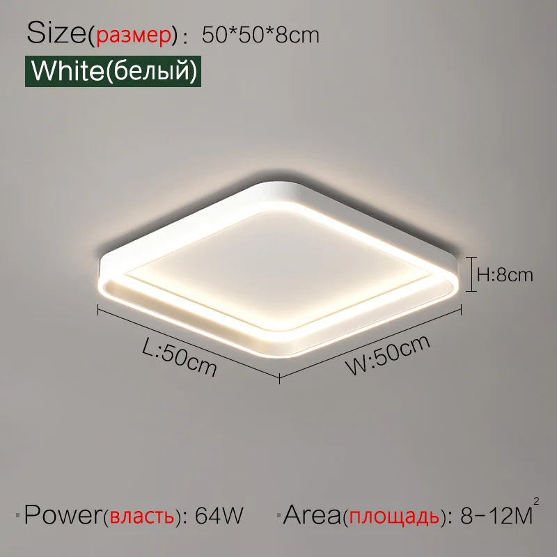 Modern LED Ring Ceiling Light – Dimmable Flush Mount with Remote Control in Black or White, Round, Square & Rectangular for Living Room, Bedroom & Dining Room