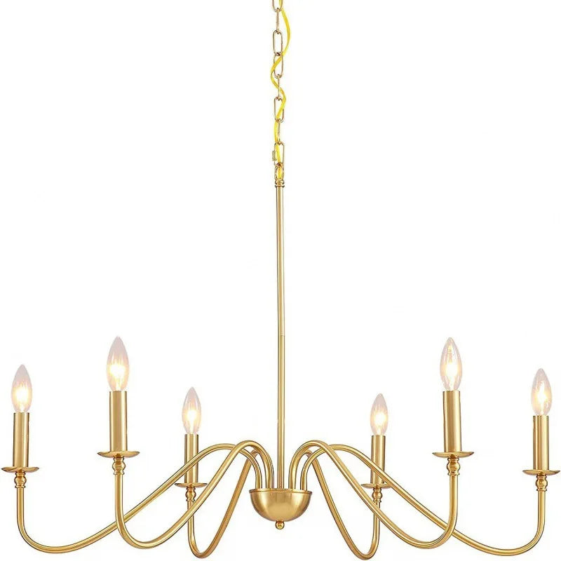 Candle Chandelier with Sweeping Curved Arms in Black or Gold