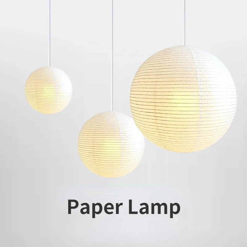 Paper Lantern Pendant, for bedrooms and living rooms, a hand-wrapped rice-paper ball shade, for bedroom, living room, rice-paper ball shade